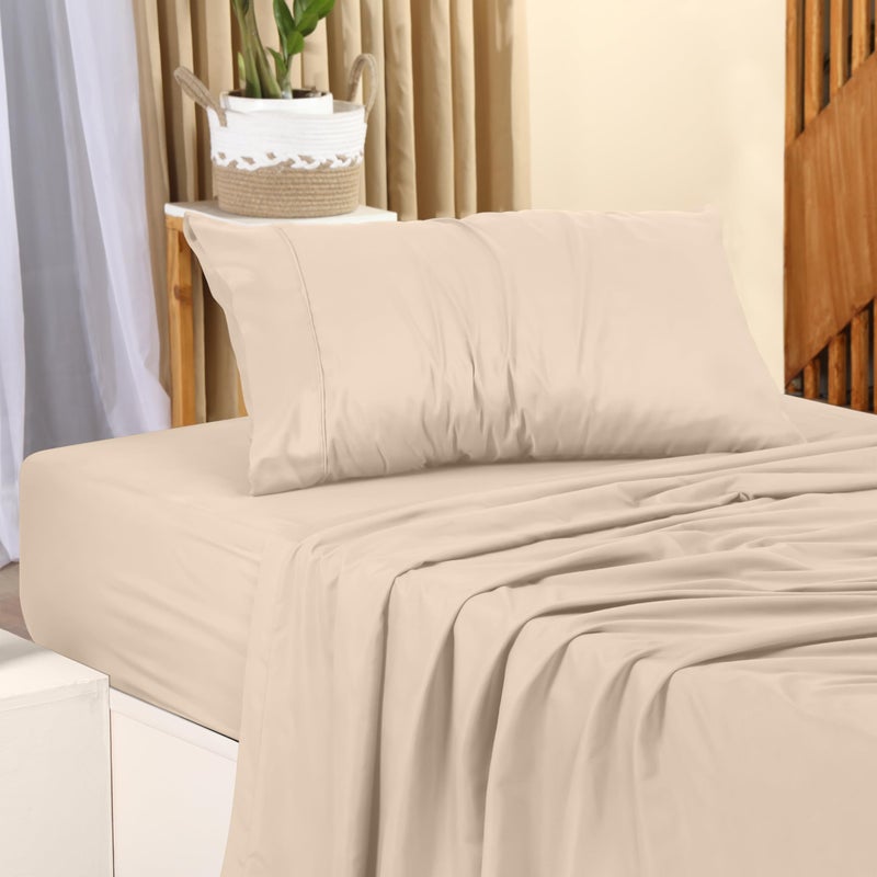 Utopia Bedding Twin XL Sheet Set â€“ 3 Piece Bed Sheets for Twin XL Size Bed, Soft and Breathable Microfiber, Includes 1 Fitted Sheet, 1 Flat Sheet and 1 Pillowcase (Beige) - Image 5